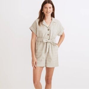 Madewell seersucker camp romper ashen sage